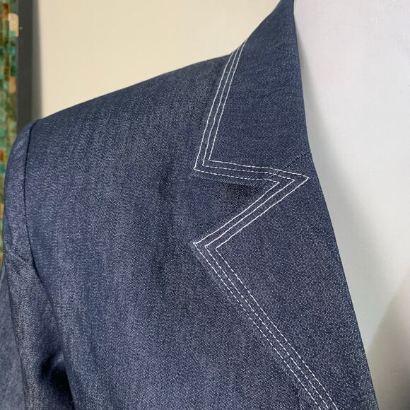 New Vintage Size 4 2-Piece Skirt Suit w/ Blazer Jacket Dark Blue Denim Classic - Picture 7 of 11